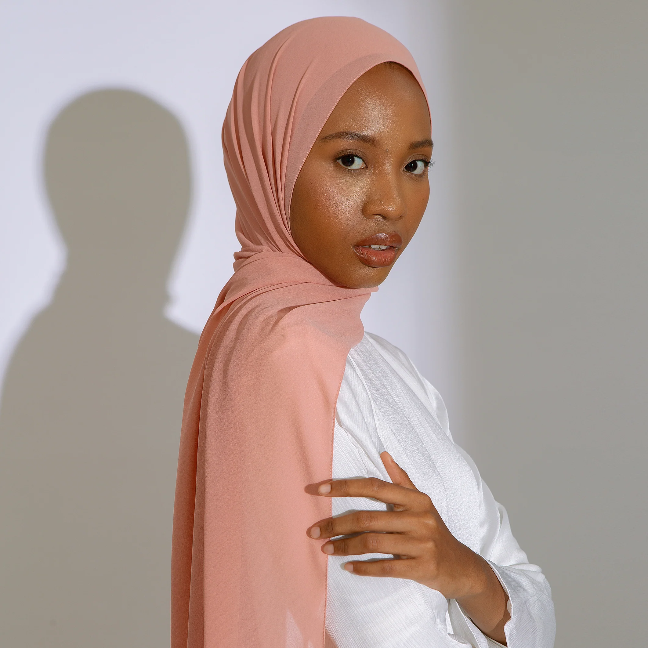 Bawal Shawl (Pashmina Ceruti Babydoll) Peach Pearl - Image 3