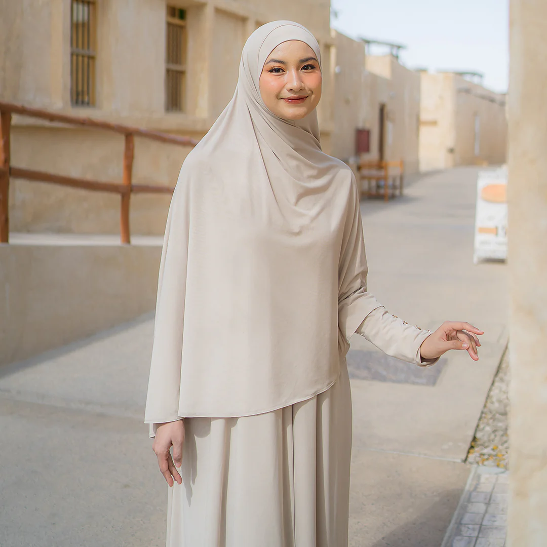 Hafisa Abaya Set Cream Almond - Image 3
