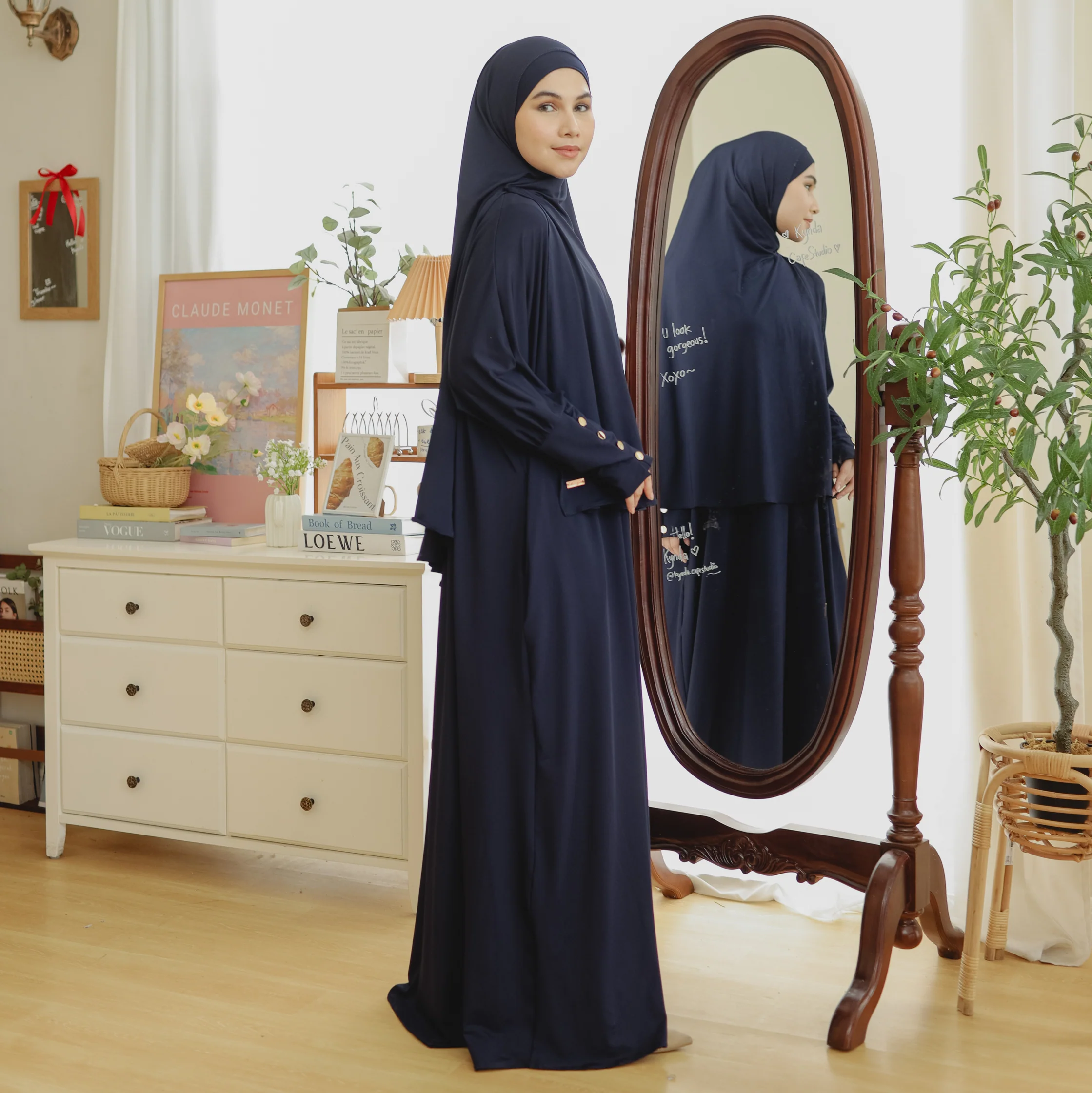 Hafisa Abaya Set Navy - Image 3
