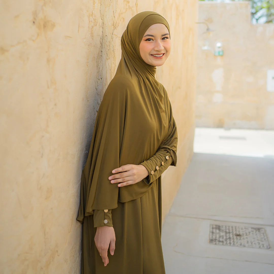 Hafisa Abaya Set Olive - Image 3